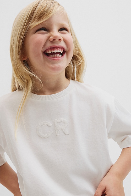 Australian Cotton Short Sleeve Sequin Logo T-Shirt Australian Cotton Short Sleeve Sequin Logo T-Shirt