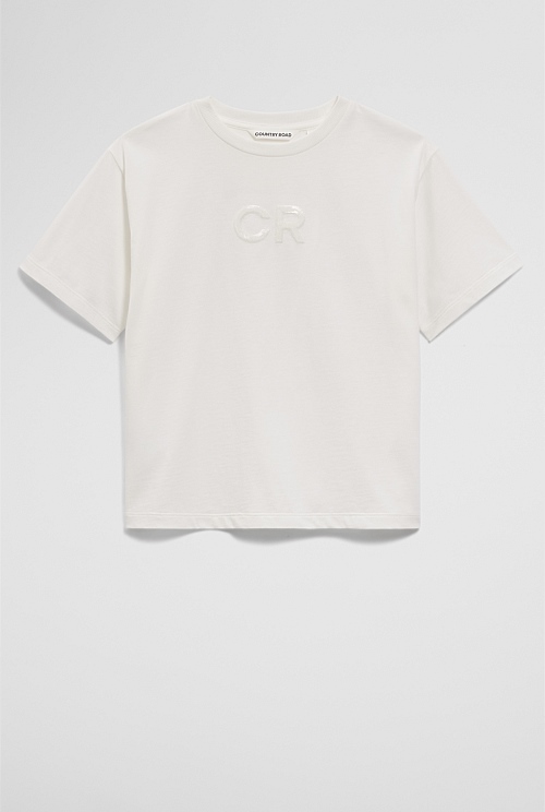 Australian Cotton Short Sleeve Sequin Logo T-Shirt Australian Cotton Short Sleeve Sequin Logo T-Shirt