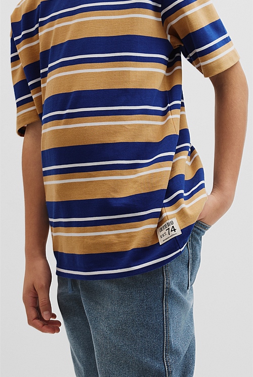 Teen Australian Cotton Relaxed Stripe Short Sleeve T-Shirt Teen Australian Cotton Relaxed Stripe Short Sleeve T-Shirt