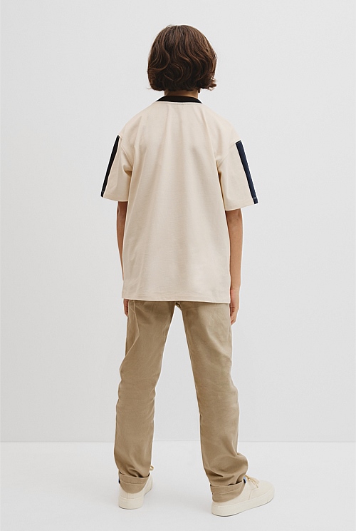 Teen Australian Cotton Relaxed Stripe Detail T-Shirt