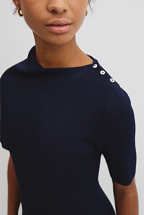 Trim Detail Knit Dress