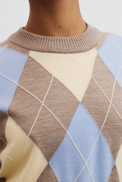 Merino Long Sleeve Argyle Knit Merino Long Sleeve Argyle Knit