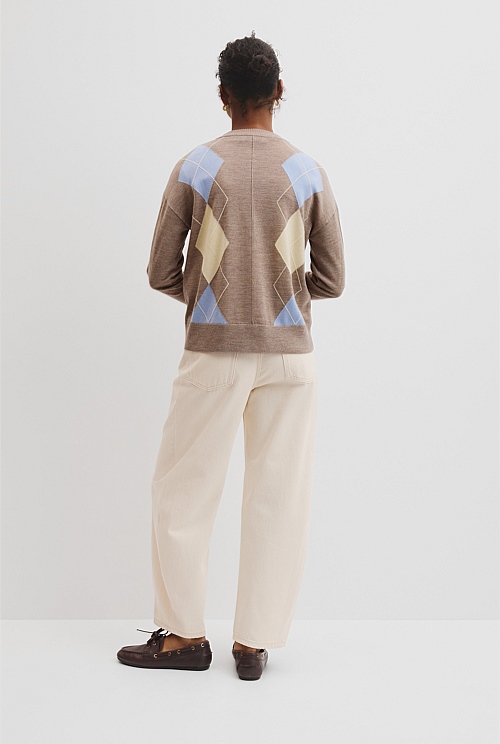 Merino Long Sleeve Argyle Knit Merino Long Sleeve Argyle Knit
