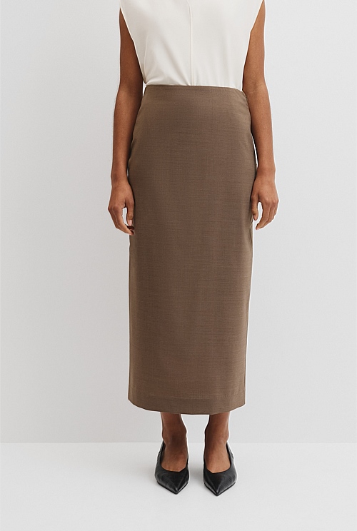 Wool Blend Midi Tailored Skirt Wool Blend Midi Tailored Skirt