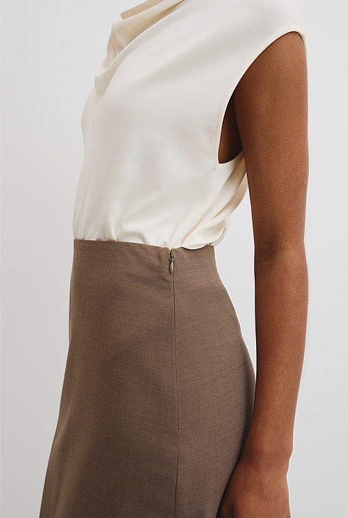 Wool Blend Midi Tailored Skirt Wool Blend Midi Tailored Skirt
