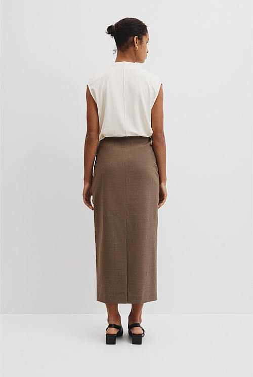 Wool Blend Midi Tailored Skirt Wool Blend Midi Tailored Skirt