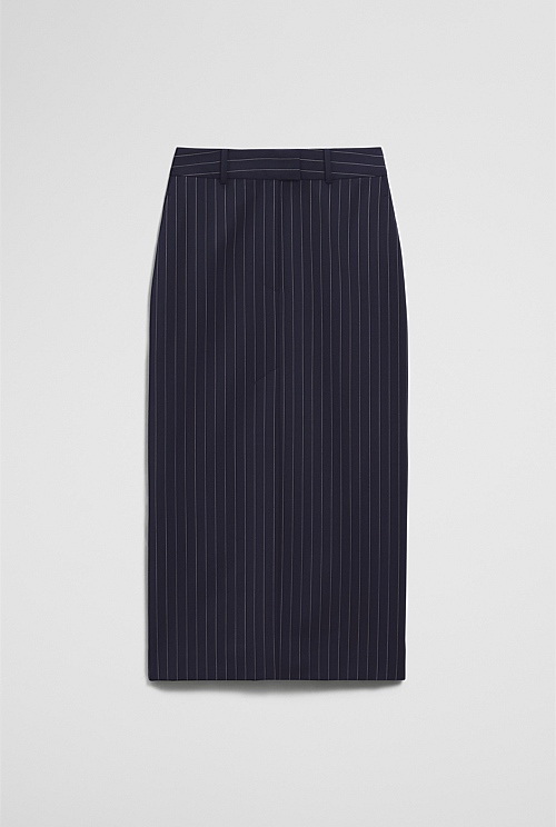 Wool Blend Tailored Pinstripe Column Skirt Wool Blend Tailored Pinstripe Column Skirt