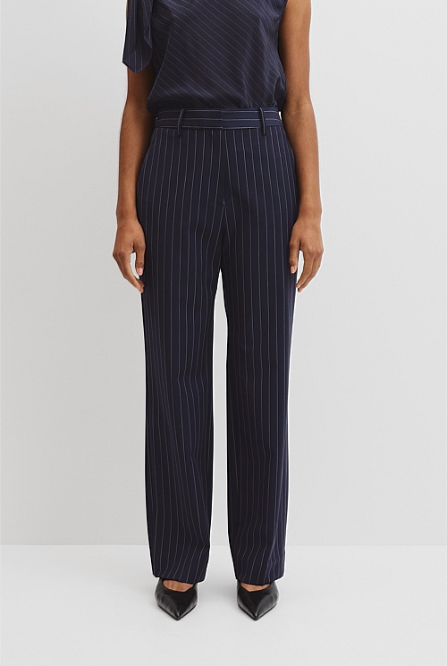 Wool Blend Tailored Straight Pinstripe Pant Wool Blend Tailored Straight Pinstripe Pant