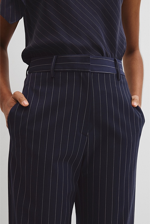 Wool Blend Tailored Straight Pinstripe Pant Wool Blend Tailored Straight Pinstripe Pant