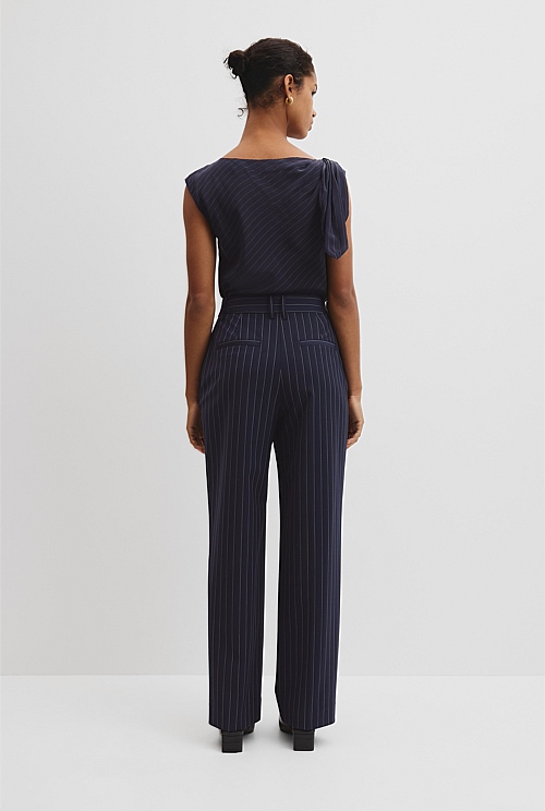 Wool Blend Tailored Straight Pinstripe Pant Wool Blend Tailored Straight Pinstripe Pant