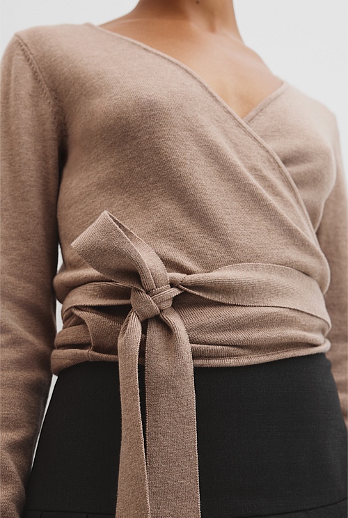 Merino Button Detail Wrap Knit