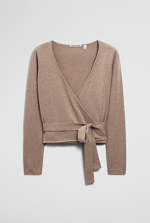 Merino Button Detail Wrap Knit