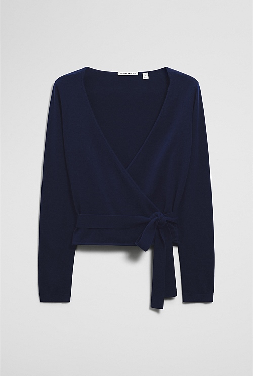 Merino Button Detail Wrap Knit