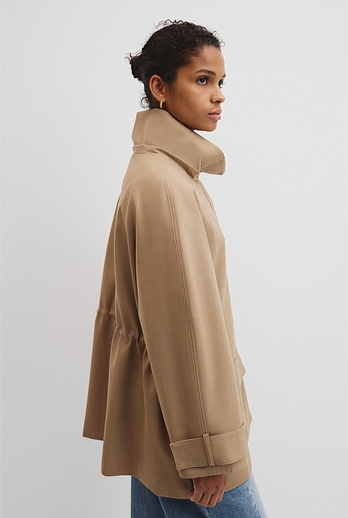 Wool Blend Tailored Funnel Coat Wool Blend Tailored Funnel Coat