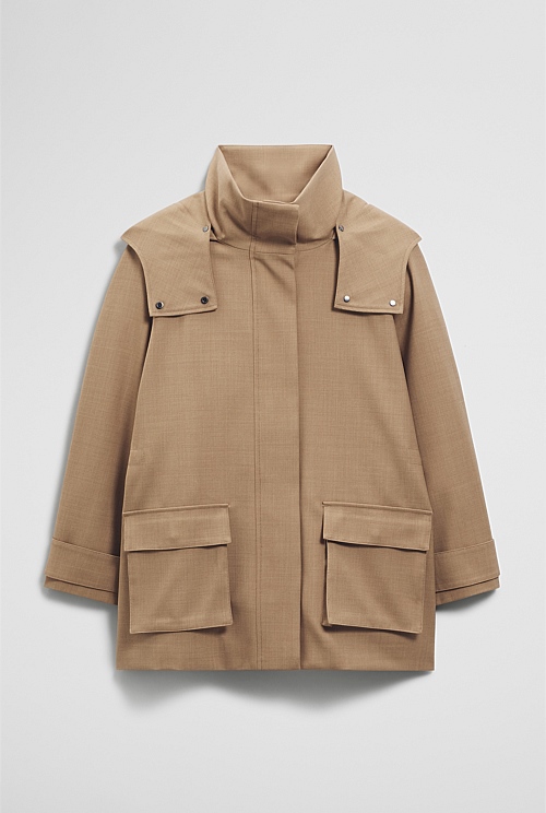 Wool Blend Tailored Funnel Coat Wool Blend Tailored Funnel Coat