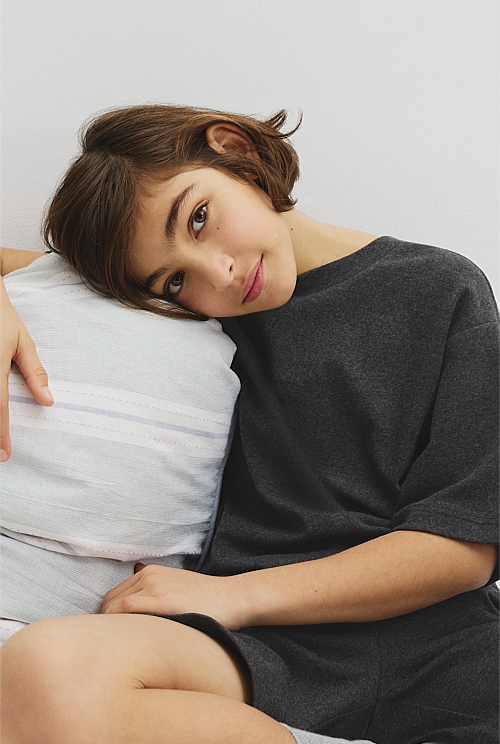 Teen Organically Grown Cotton Blend Short Sleeve Relaxed Pyjama Set