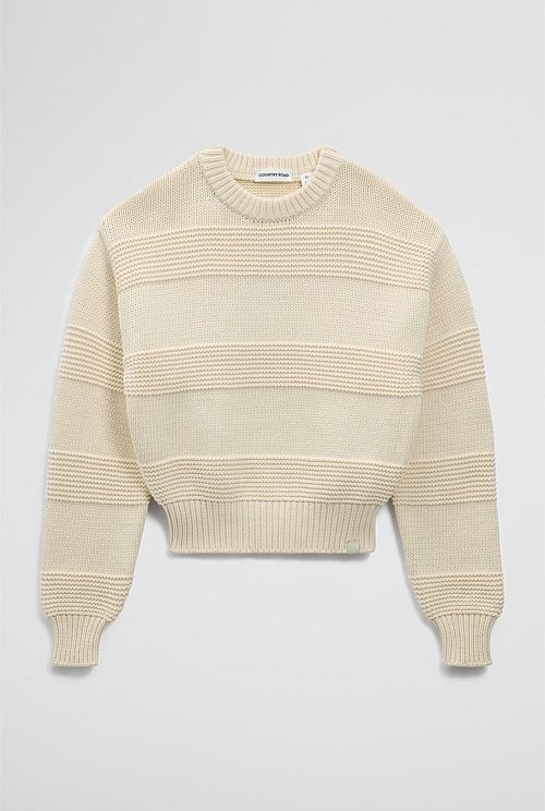 Teen Australian Cotton Blend Long Sleeve Relaxed Crop Knit Teen Australian Cotton Blend Long Sleeve Relaxed Crop Knit
