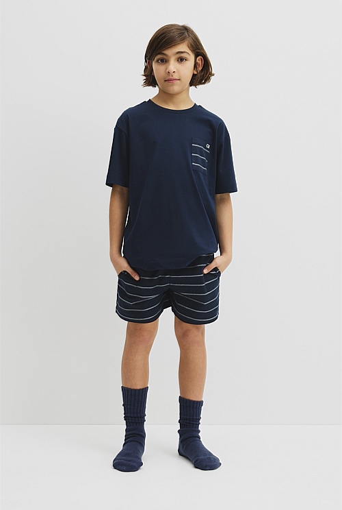 Teen Australian Cotton Short Sleeve Boxer Pyjama Set Teen Australian Cotton Short Sleeve Boxer Pyjama Set