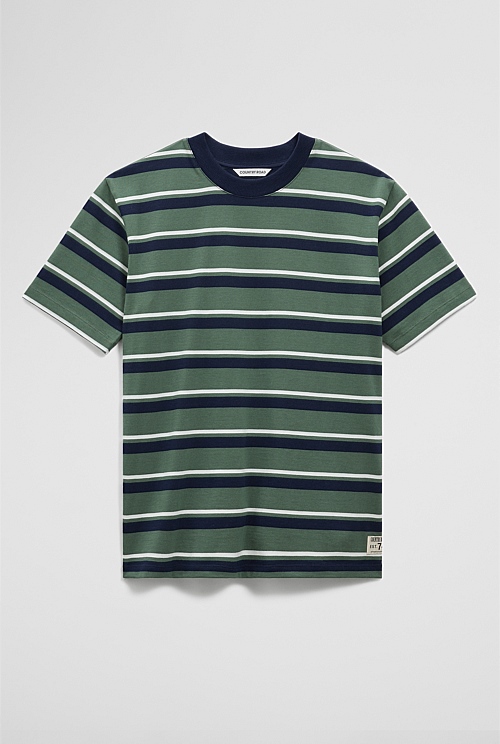 Teen Australian Cotton Relaxed Stripe Short Sleeve T-Shirt Teen Australian Cotton Relaxed Stripe Short Sleeve T-Shirt
