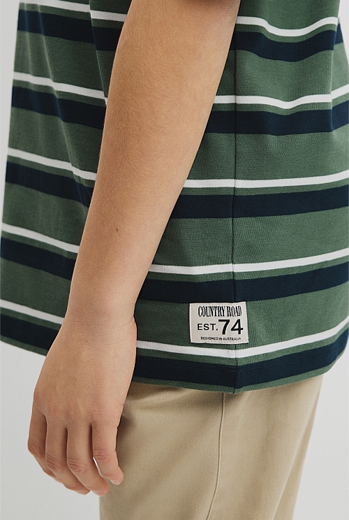 Teen Australian Cotton Relaxed Stripe Short Sleeve T-Shirt Teen Australian Cotton Relaxed Stripe Short Sleeve T-Shirt