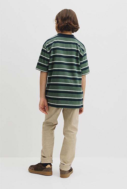 Teen Australian Cotton Relaxed Stripe Short Sleeve T-Shirt Teen Australian Cotton Relaxed Stripe Short Sleeve T-Shirt