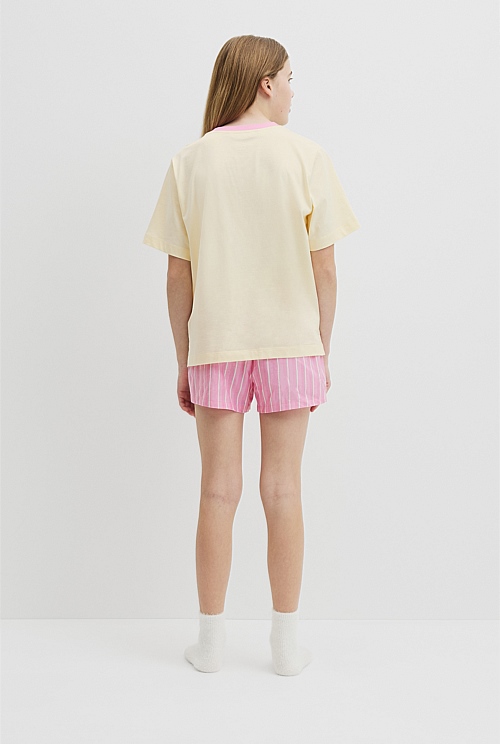 Teen Australian Cotton Short Sleeve Stripe Sleep Set Teen Australian Cotton Short Sleeve Stripe Sleep Set