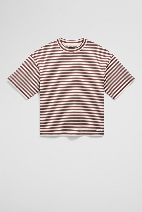 Teen Australian Cotton Blend Short Sleeve Oversized Stripe T-Shirt Teen Australian Cotton Blend Short Sleeve Oversized Stripe T-Shirt
