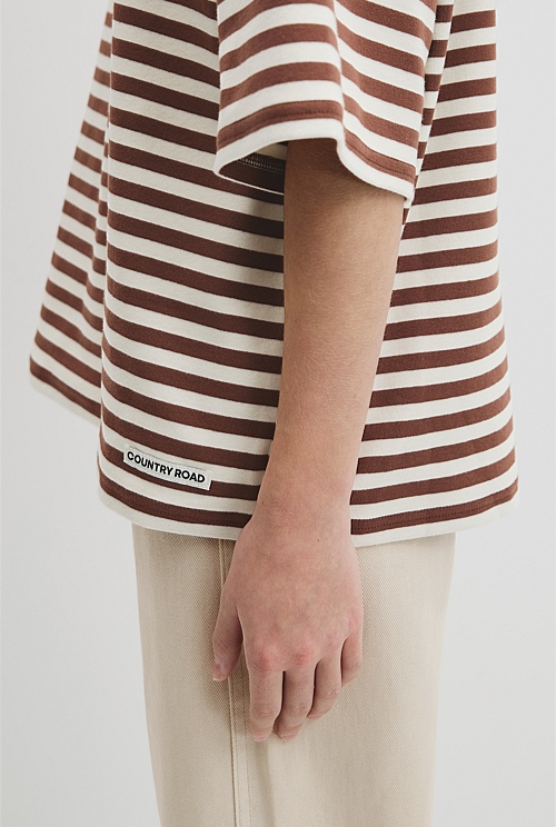 Teen Australian Cotton Blend Short Sleeve Oversized Stripe T-Shirt Teen Australian Cotton Blend Short Sleeve Oversized Stripe T-Shirt