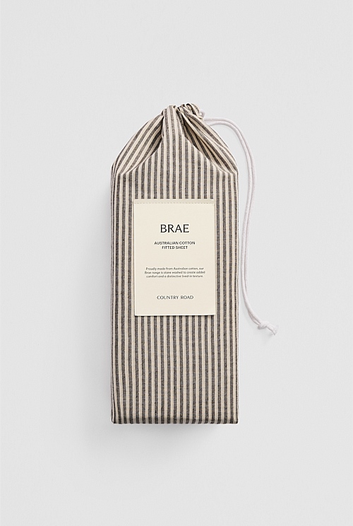 Brae Australian Cotton Stripe Queen Fitted Sheet Brae Australian Cotton Stripe Queen Fitted Sheet