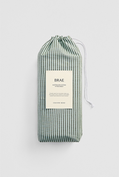 Brae Australian Cotton Stripe Queen Fitted Sheet