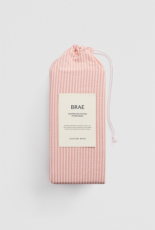 Brae Australian Cotton Stripe Queen Fitted Sheet Brae Australian Cotton Stripe Queen Fitted Sheet