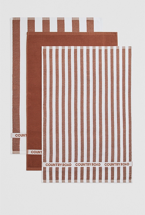 CR Stripe Australian Cotton Tea Towel Pack of 3