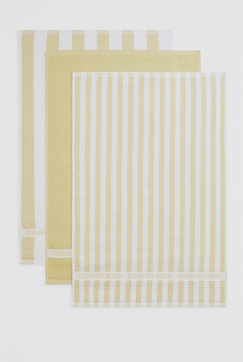 CR Stripe Australian Cotton Tea Towel Pack of 3 CR Stripe Australian Cotton Tea Towel Pack of 3