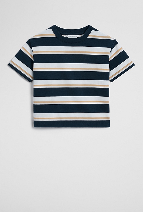 Australian Cotton Oversized Stripe Short Sleeve T-Shirt