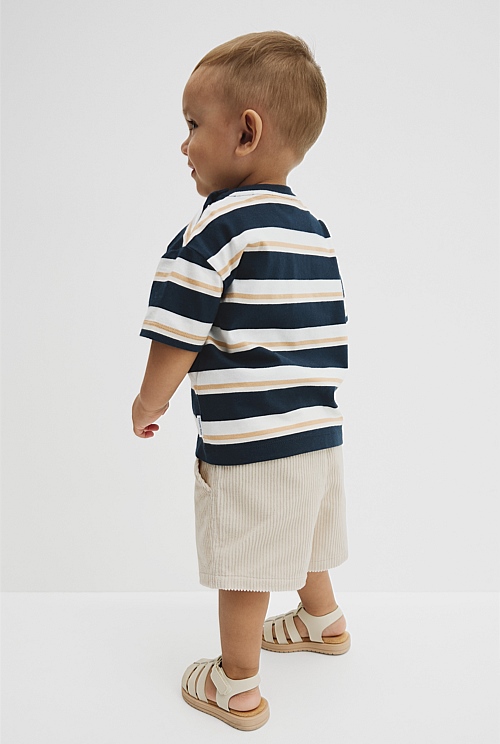 Australian Cotton Oversized Stripe Short Sleeve T-Shirt
