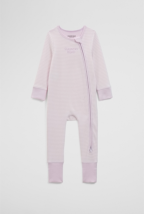 Organically Grown Cotton Stripe Rib Jumpsuit