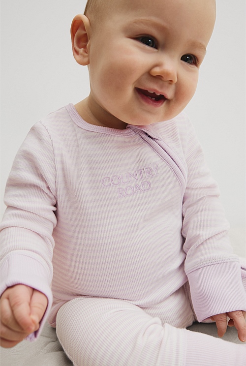 Organically Grown Cotton Stripe Rib Jumpsuit