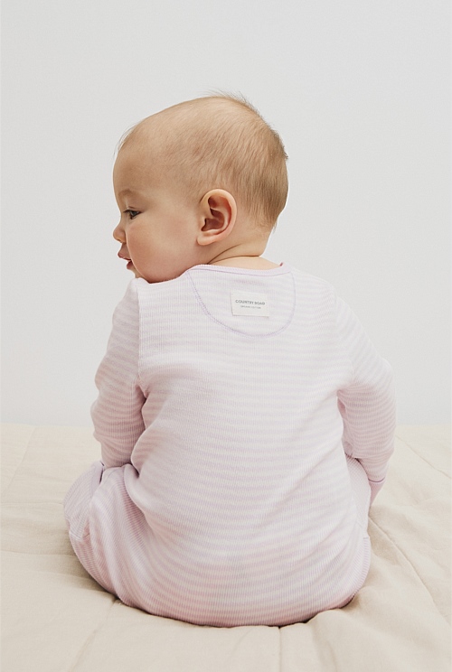 Organically Grown Cotton Stripe Rib Jumpsuit