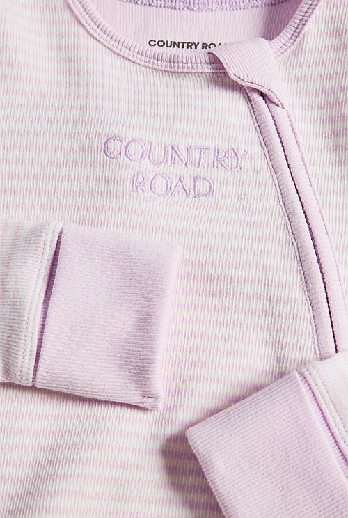 Organically Grown Cotton Stripe Rib Jumpsuit