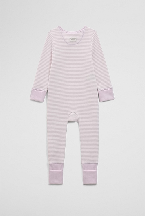 Organically Grown Cotton Stripe Rib Jumpsuit