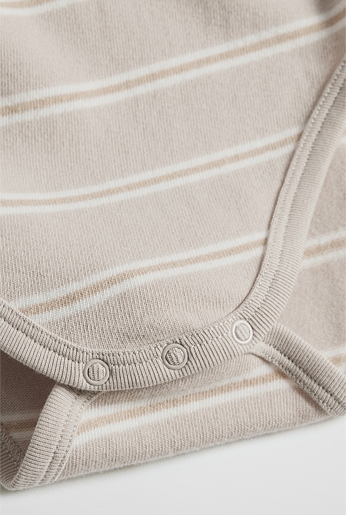 Organically Grown Cotton Stripe Logo Long Sleeve Bodysuit Organically Grown Cotton Stripe Logo Long Sleeve Bodysuit