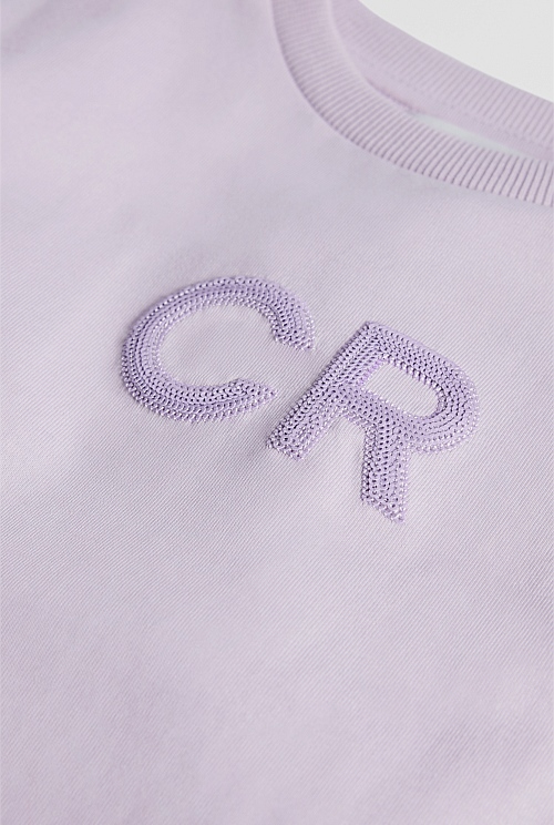 Organically Grown Cotton Short Sleeve Sequin Logo T-Shirt Organically Grown Cotton Short Sleeve Sequin Logo T-Shirt