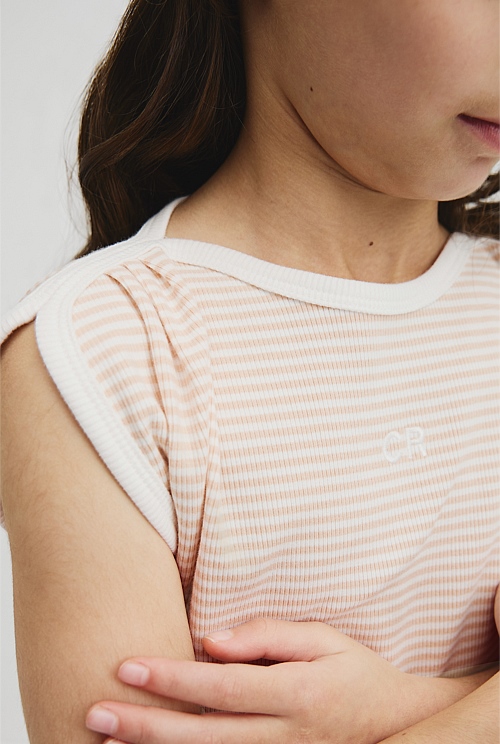 Australian Cotton Short Sleeve Stripe Rib T-Shirt Australian Cotton Short Sleeve Stripe Rib T-Shirt