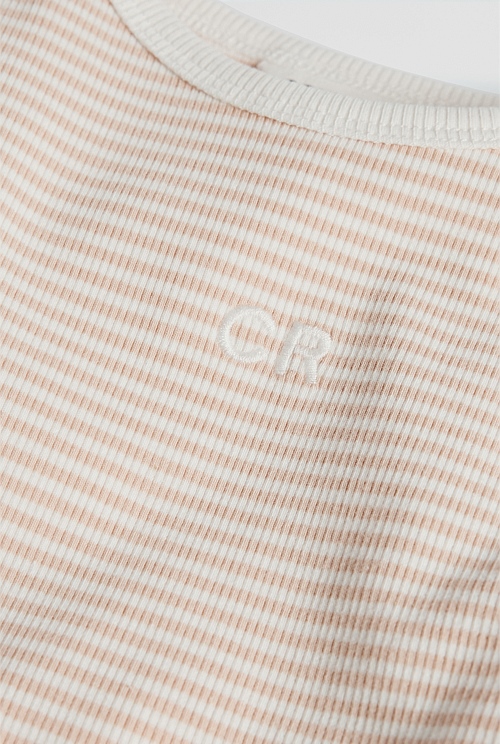 Australian Cotton Short Sleeve Stripe Rib T-Shirt Australian Cotton Short Sleeve Stripe Rib T-Shirt