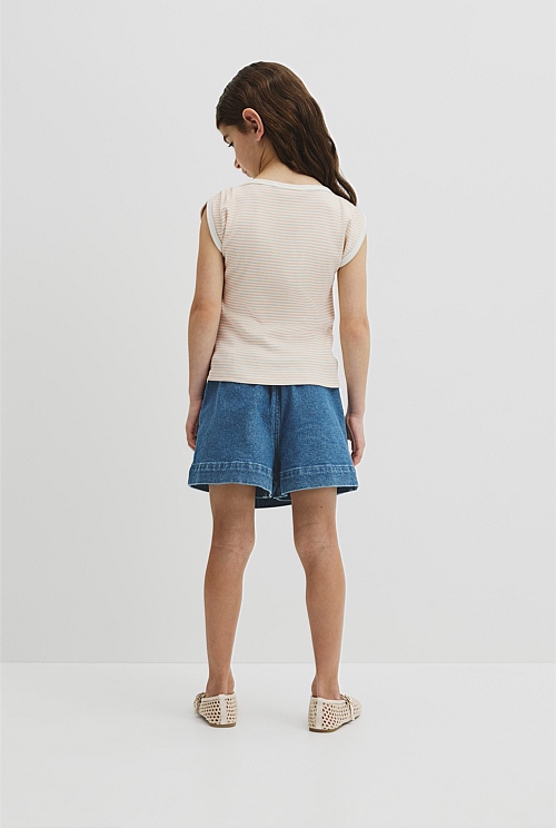 Australian Cotton Short Sleeve Stripe Rib T-Shirt Australian Cotton Short Sleeve Stripe Rib T-Shirt