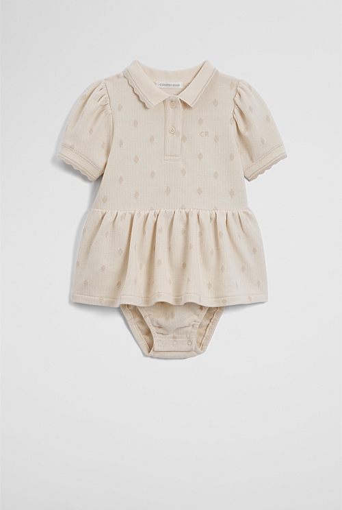 Australian Cotton Short Sleeve Jacquard Romper Dress Australian Cotton Short Sleeve Jacquard Romper Dress