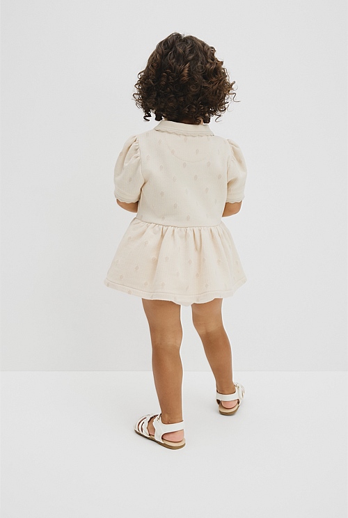 Australian Cotton Short Sleeve Jacquard Romper Dress Australian Cotton Short Sleeve Jacquard Romper Dress