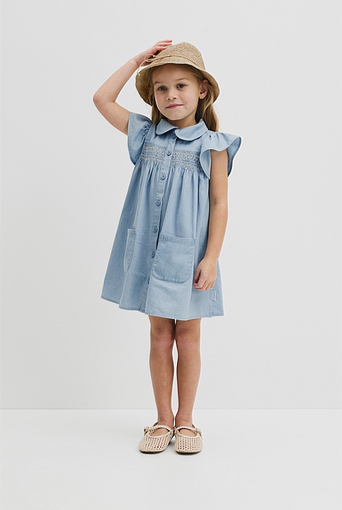 Organically Grown Cotton Short Sleeve Chambray Dress Organically Grown Cotton Short Sleeve Chambray Dress