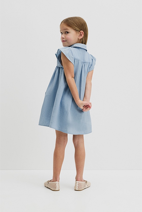 Organically Grown Cotton Short Sleeve Chambray Dress Organically Grown Cotton Short Sleeve Chambray Dress