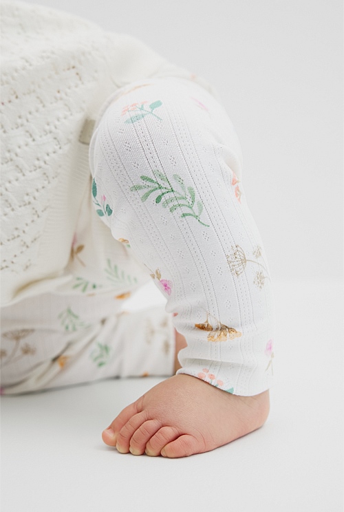 Organically Grown Cotton Blend Pointelle Pull On Pant Organically Grown Cotton Blend Pointelle Pull On Pant
